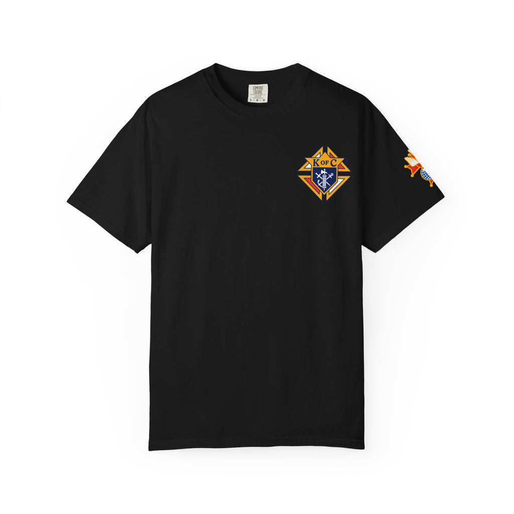 (Comfort Colors) 4th Degree Knights of Columbus Full Color Logo Front, Back Left Sleeve