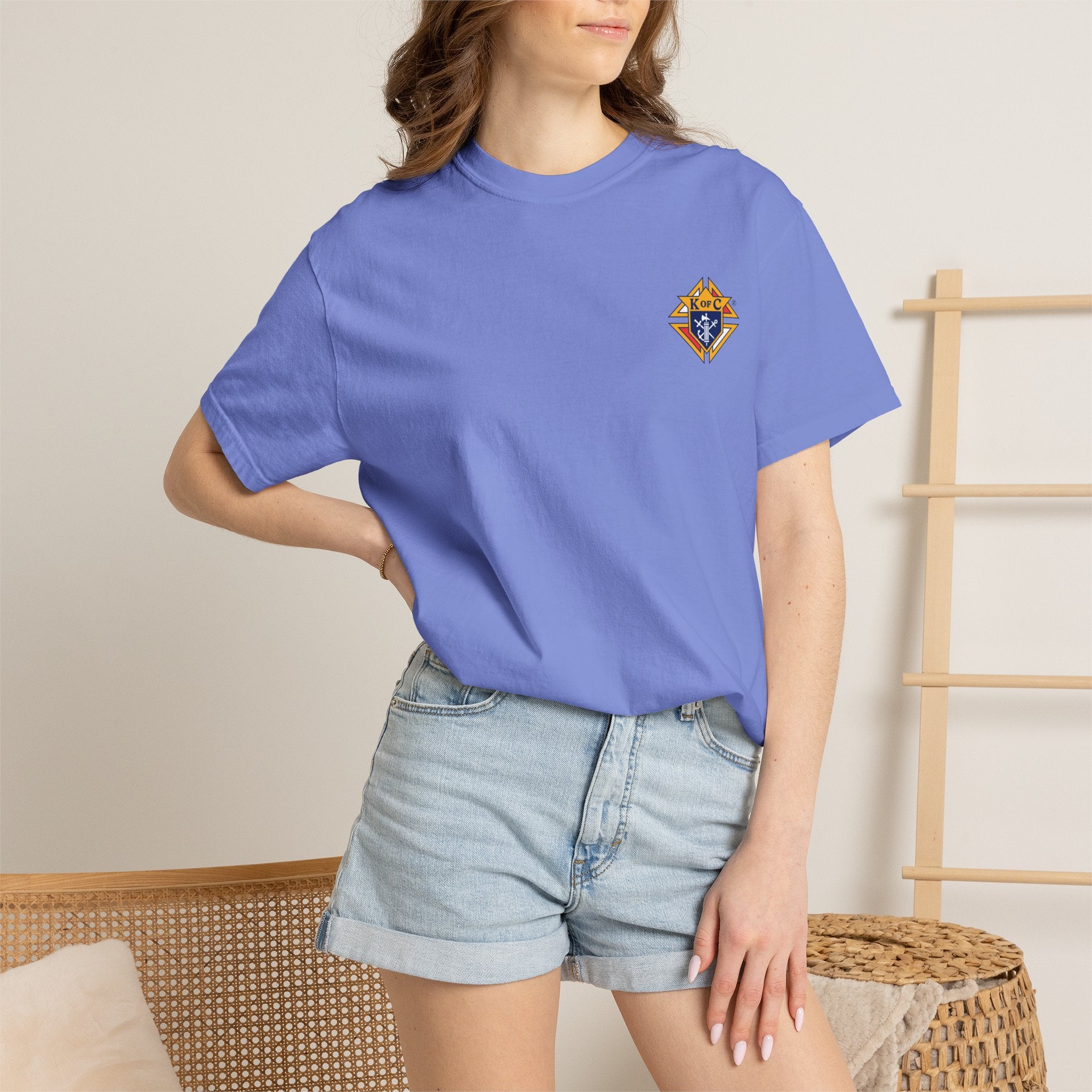 (Comfort Colors) Knights of Columbus Full Color Logo Front and Back
