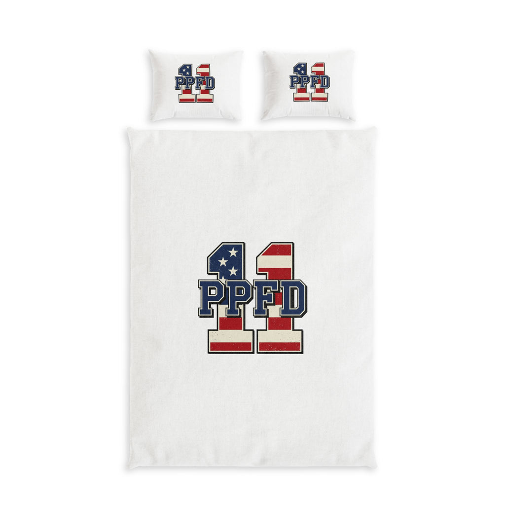 Patriotic '11 PPFD' Cotton Bed Set – American Flag Duvet Cover & Pillowcases