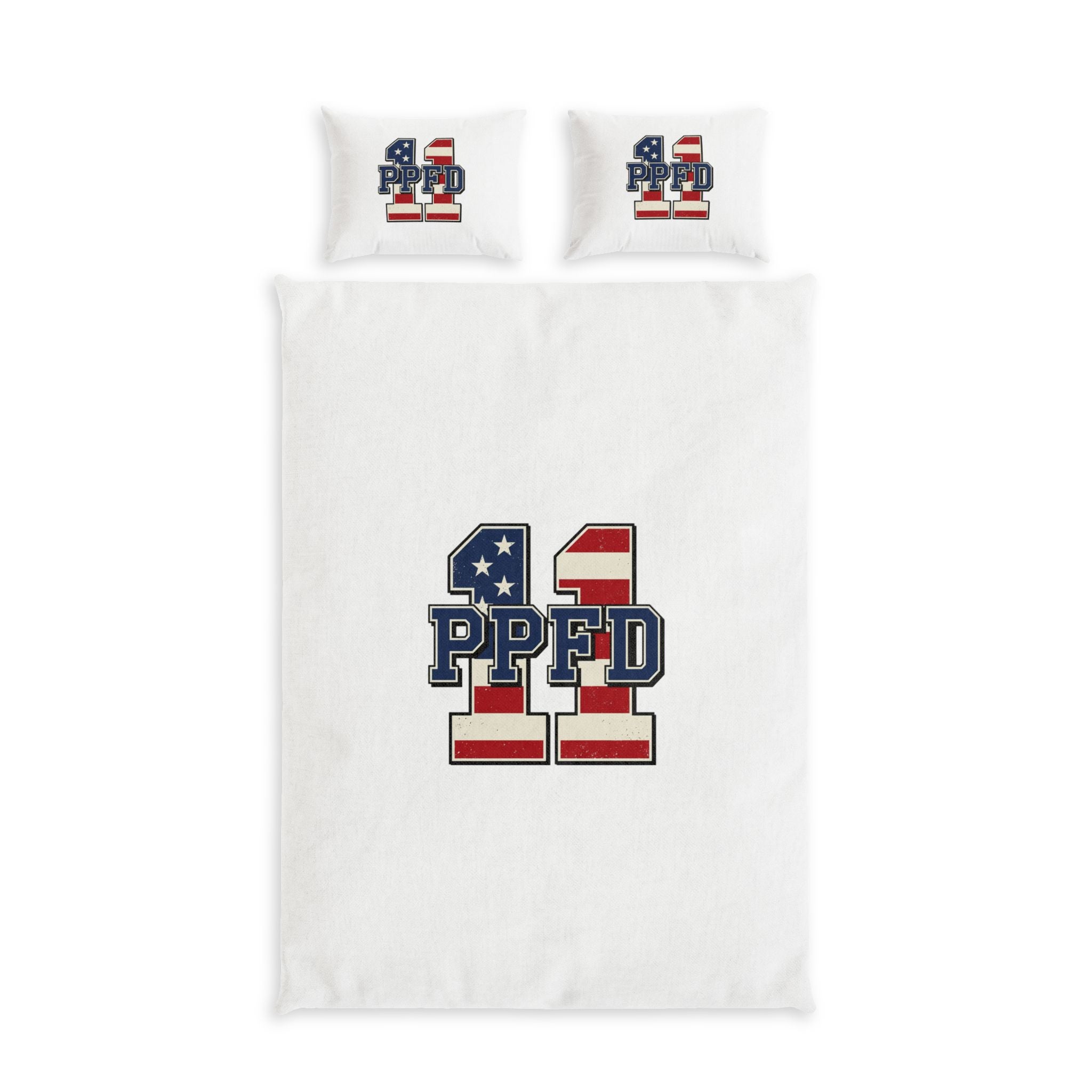 Patriotic '11 PPFD' Cotton Bed Set – American Flag Duvet Cover & Pillowcases