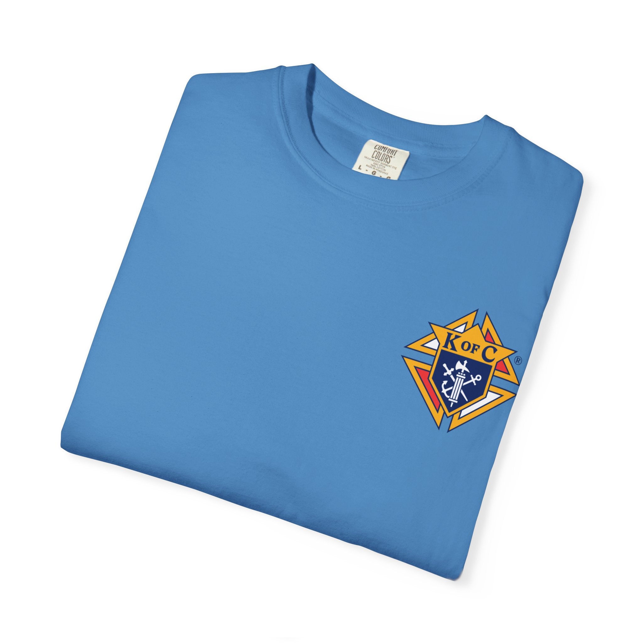 (Comfort Colors) 4th Degree Knights of Columbus Full Color Logo Front, Back Left Sleeve