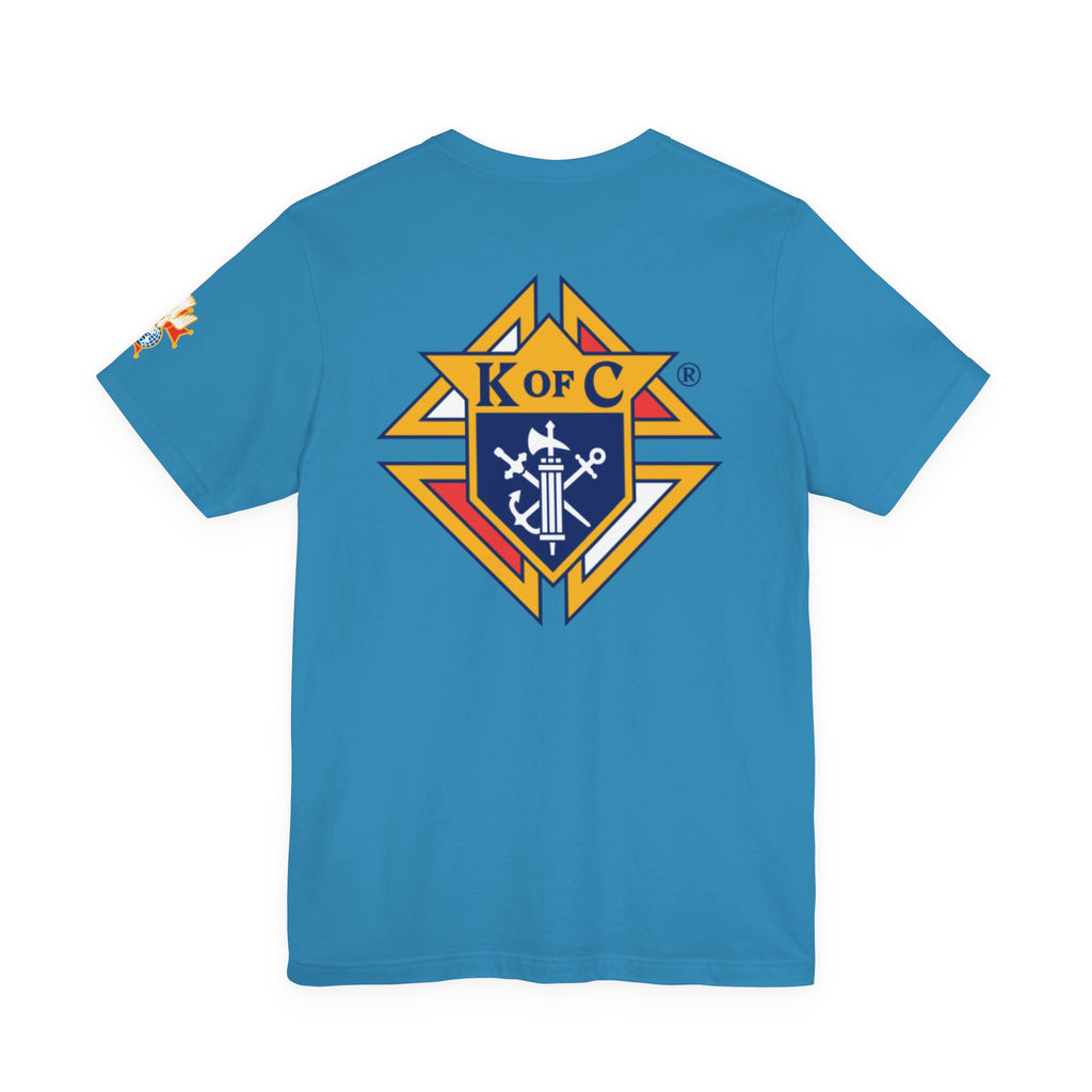(Bella Canvas) 4th Degree Knights of Columbus Full Color Logo Front and Back, Left Sleeve