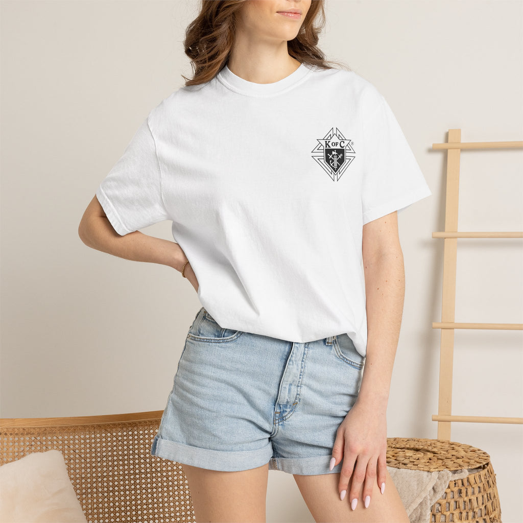 (Comfort Colors) Knights of Columbus White Logo T-Shirt