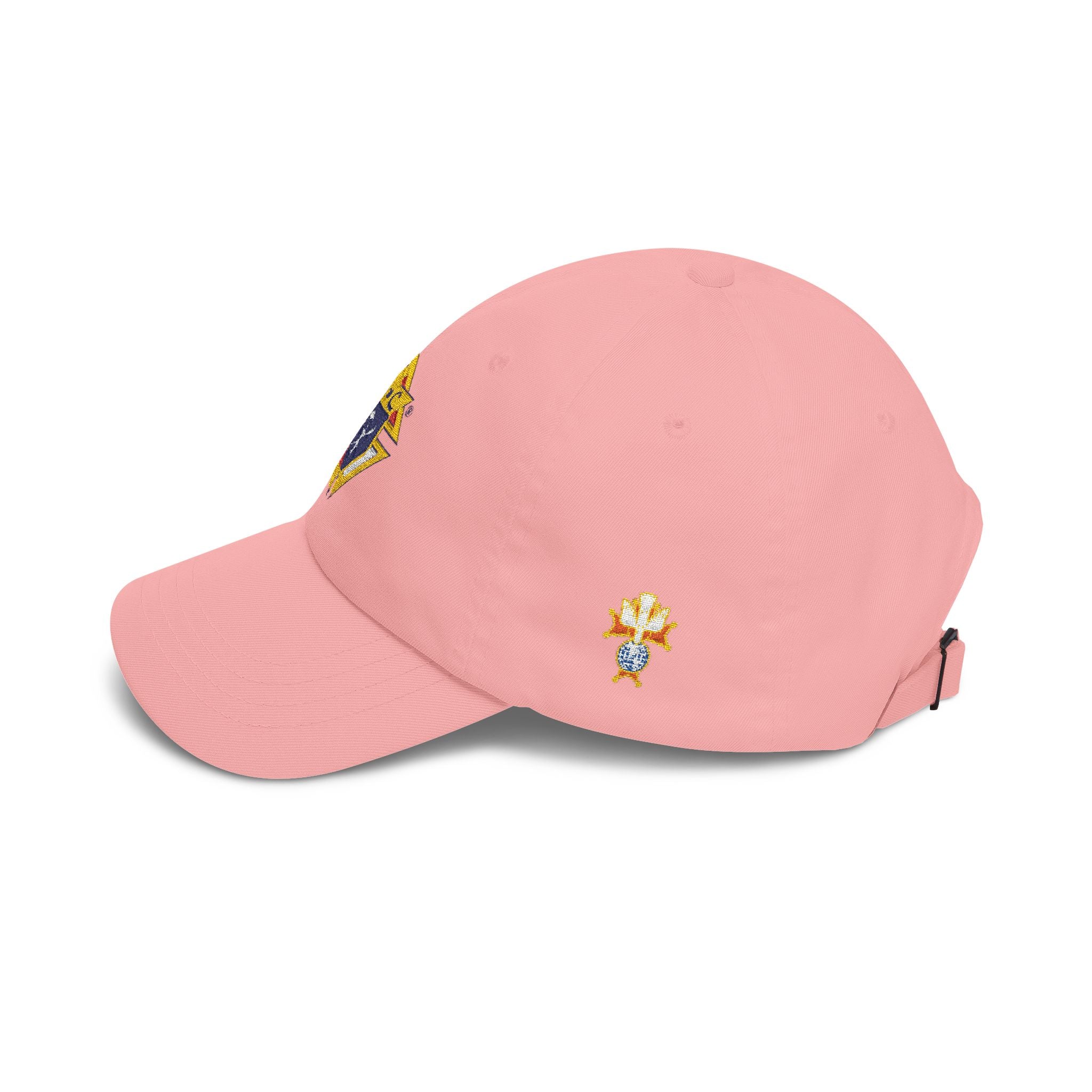 4th Degree Knight Emblem EMBROIDERED — Classic White Baseball Hat with Gold & Blue Crest