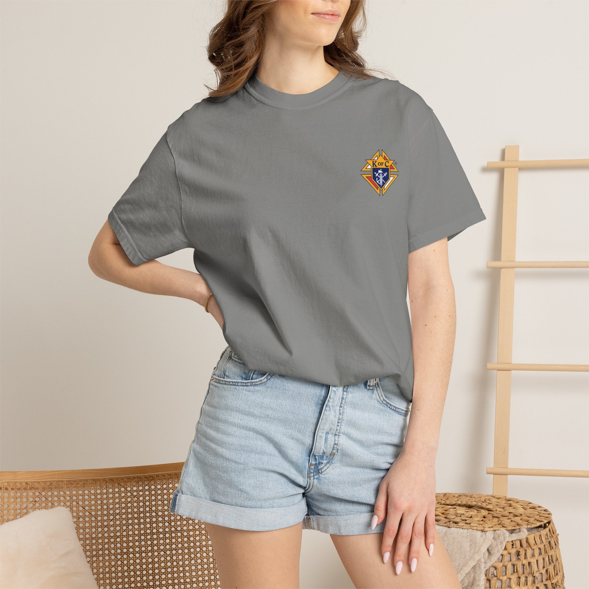 (Comfort Colors) Knights of Columbus Full Color Logo Front and Back