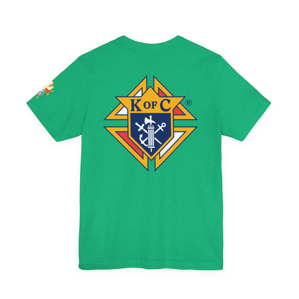 (Bella Canvas) 4th Degree Knights of Columbus Full Color Logo Front and Back, Left Sleeve