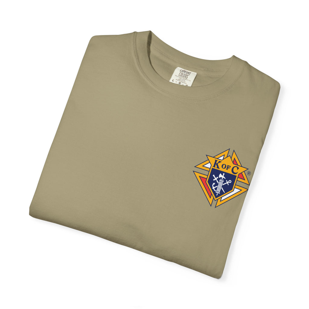 (Comfort Colors) 4th Degree Knights of Columbus Full Color Logo Front, Back Left Sleeve