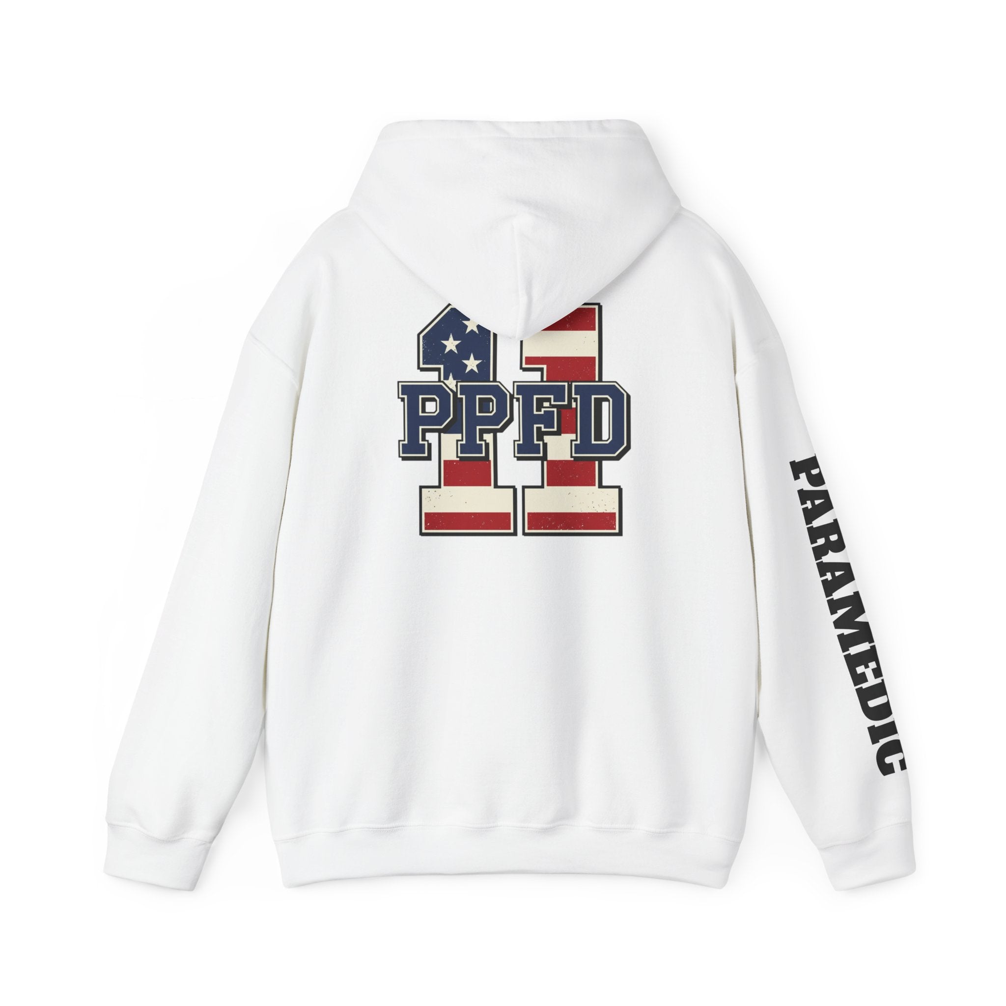 Patch Hoodie - PPFD 11 Back - PARAMEDIC Sleeve - Hooded Sweatshirt