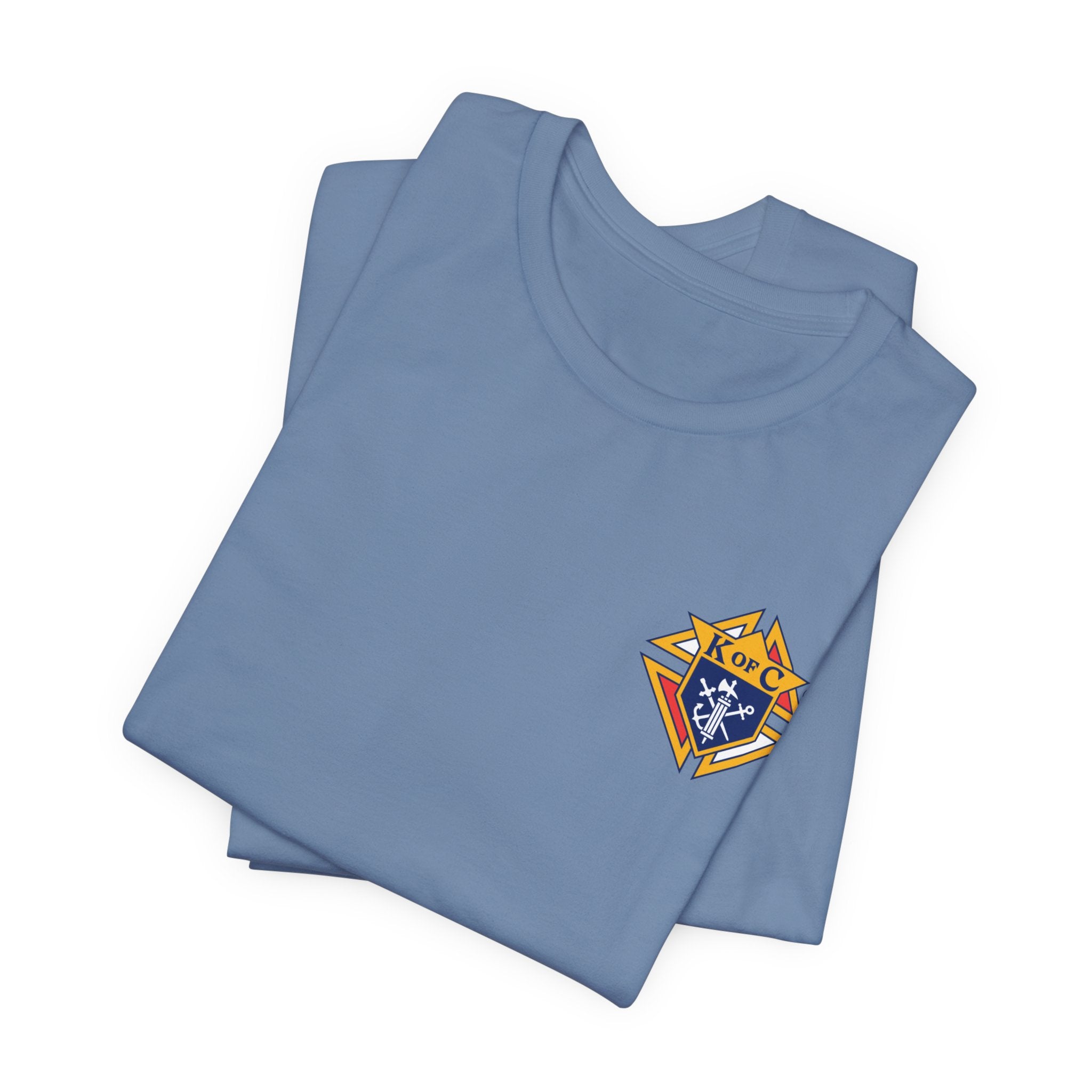 (Bella Canvas) 4th Degree Knights of Columbus Full Color Logo Front and Back, Left Sleeve