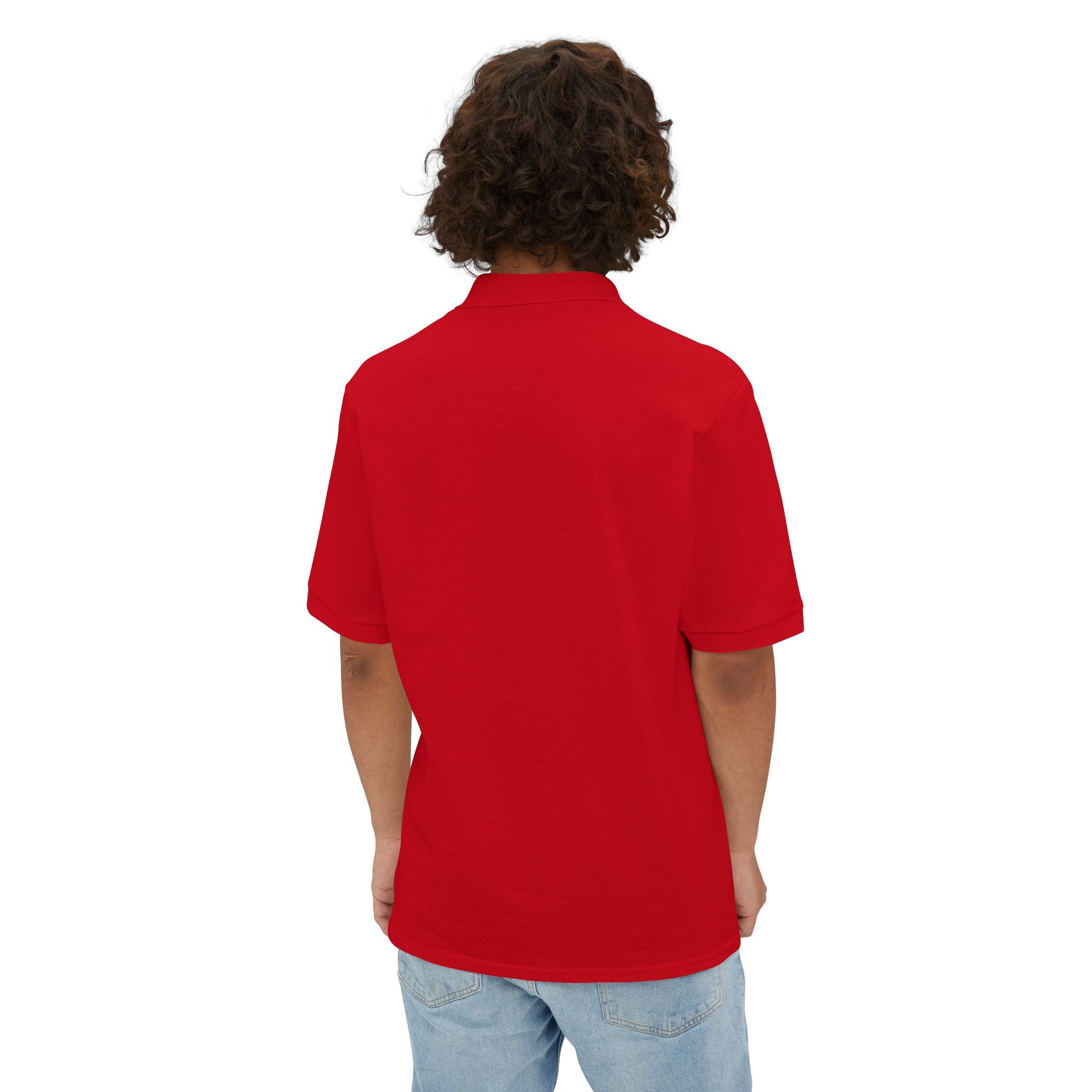 Jerzees Men's Polo Shirt with Fire Department Patch Chest Logo Only