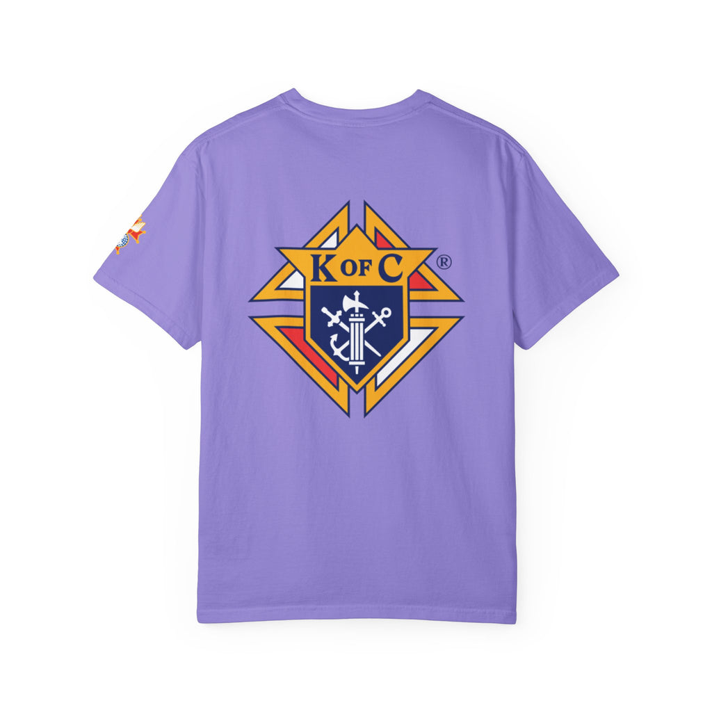 (Comfort Colors) 4th Degree Knights of Columbus Full Color Logo Front, Back Left Sleeve