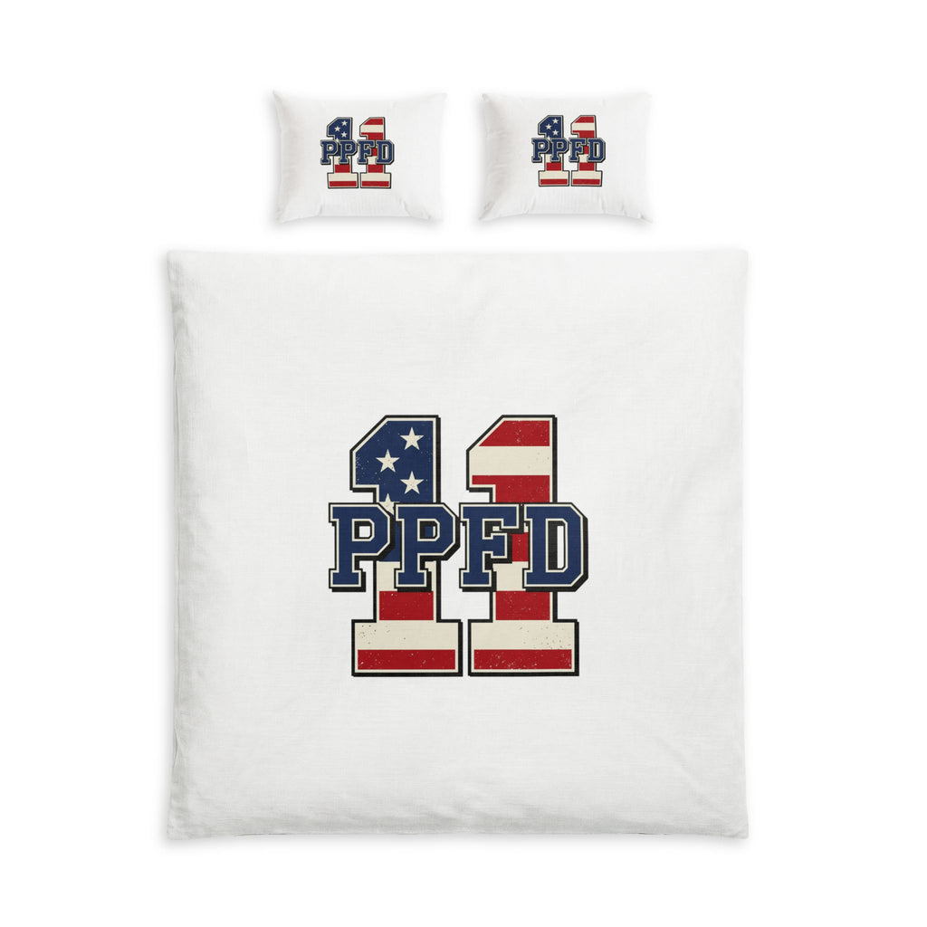 Patriotic '11 PPFD' Cotton Bed Set – American Flag Duvet Cover & Pillowcases