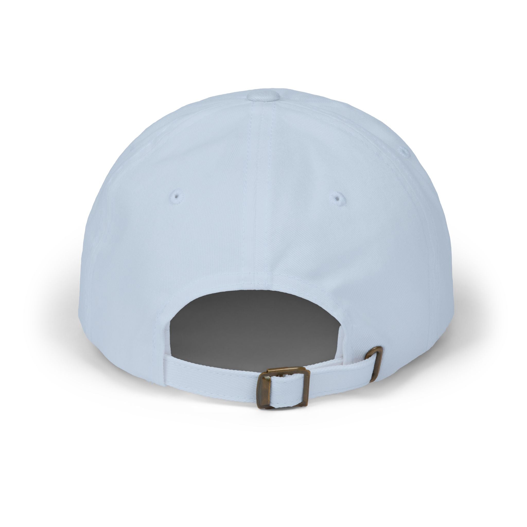 Knight Emblem EMBROIDERED — Classic White Baseball Hat with Gold & Blue Crest