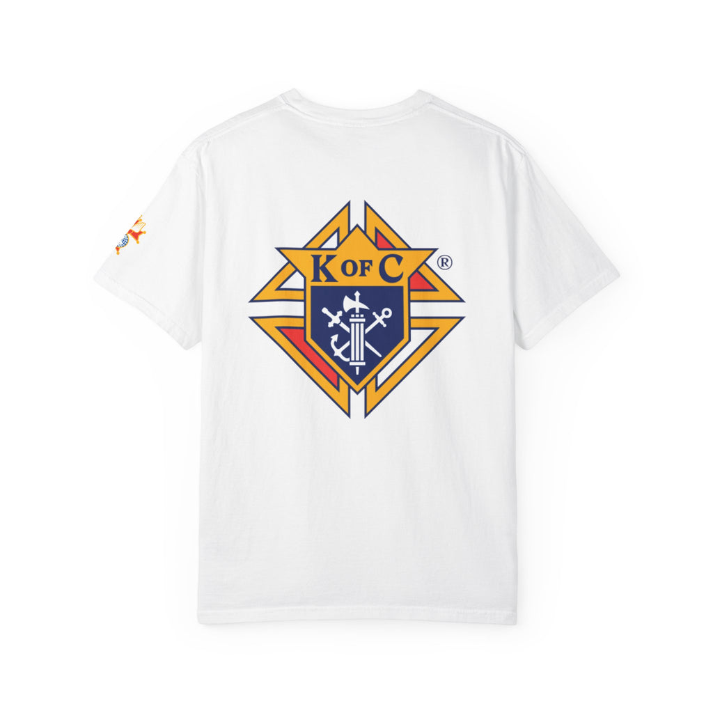 (Comfort Colors) 4th Degree Knights of Columbus Full Color Logo Front, Back Left Sleeve