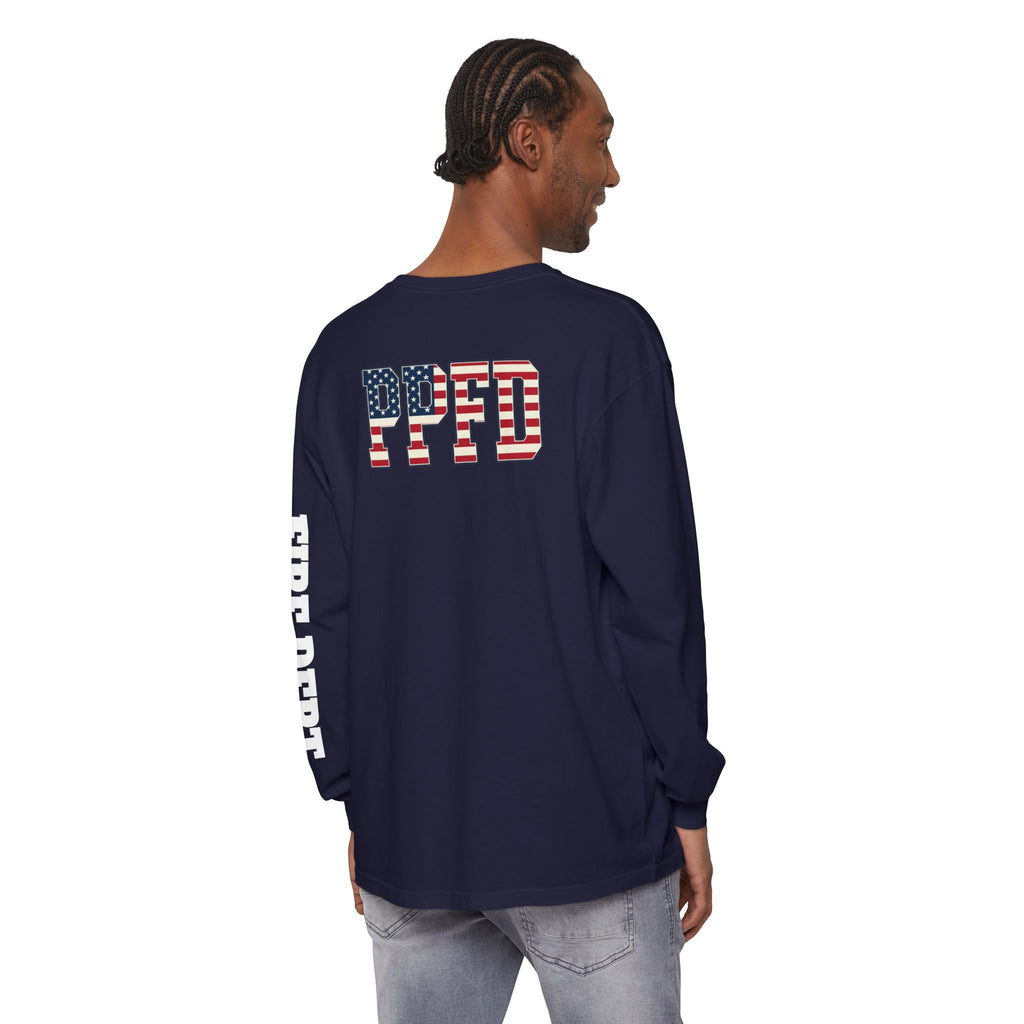 T-Shirt PPFD Patch Front, PPDF Flag Back, FIRE DEPT Left Sleeve
