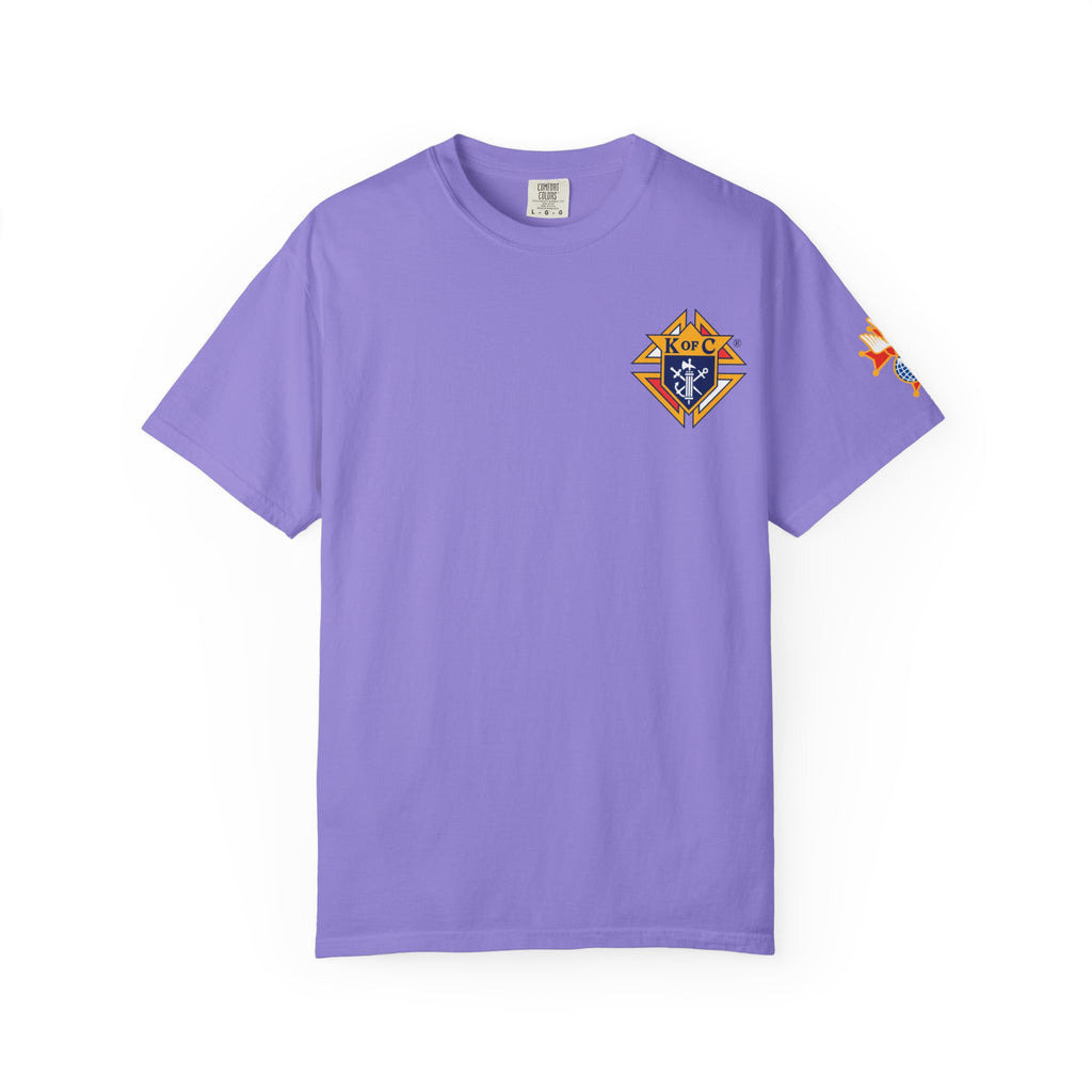(Comfort Colors) 4th Degree Knights of Columbus Full Color Logo Front, Back Left Sleeve