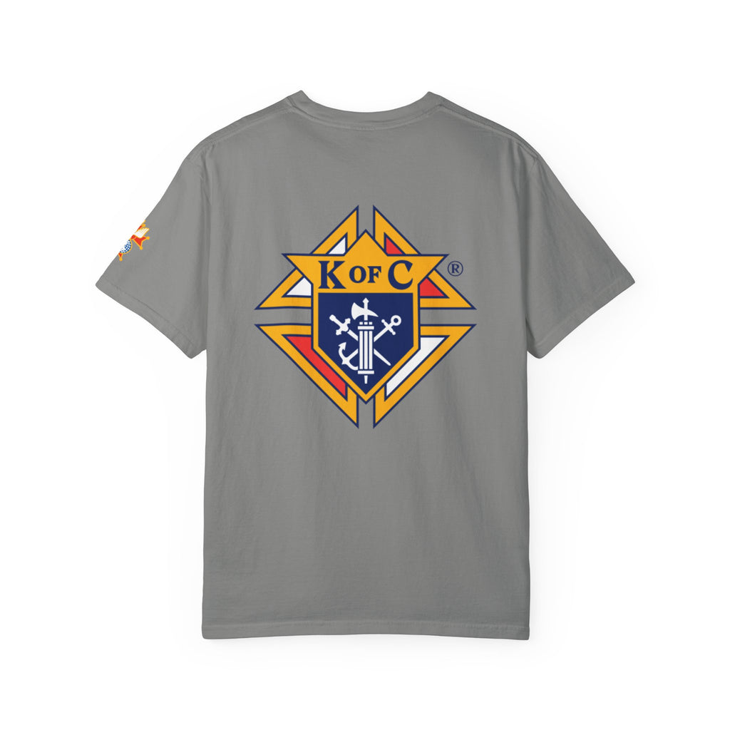 (Comfort Colors) 4th Degree Knights of Columbus Full Color Logo Front, Back Left Sleeve