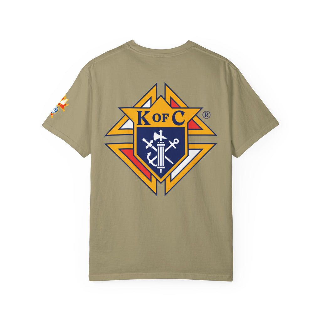(Comfort Colors) 4th Degree Knights of Columbus Full Color Logo Front, Back Left Sleeve