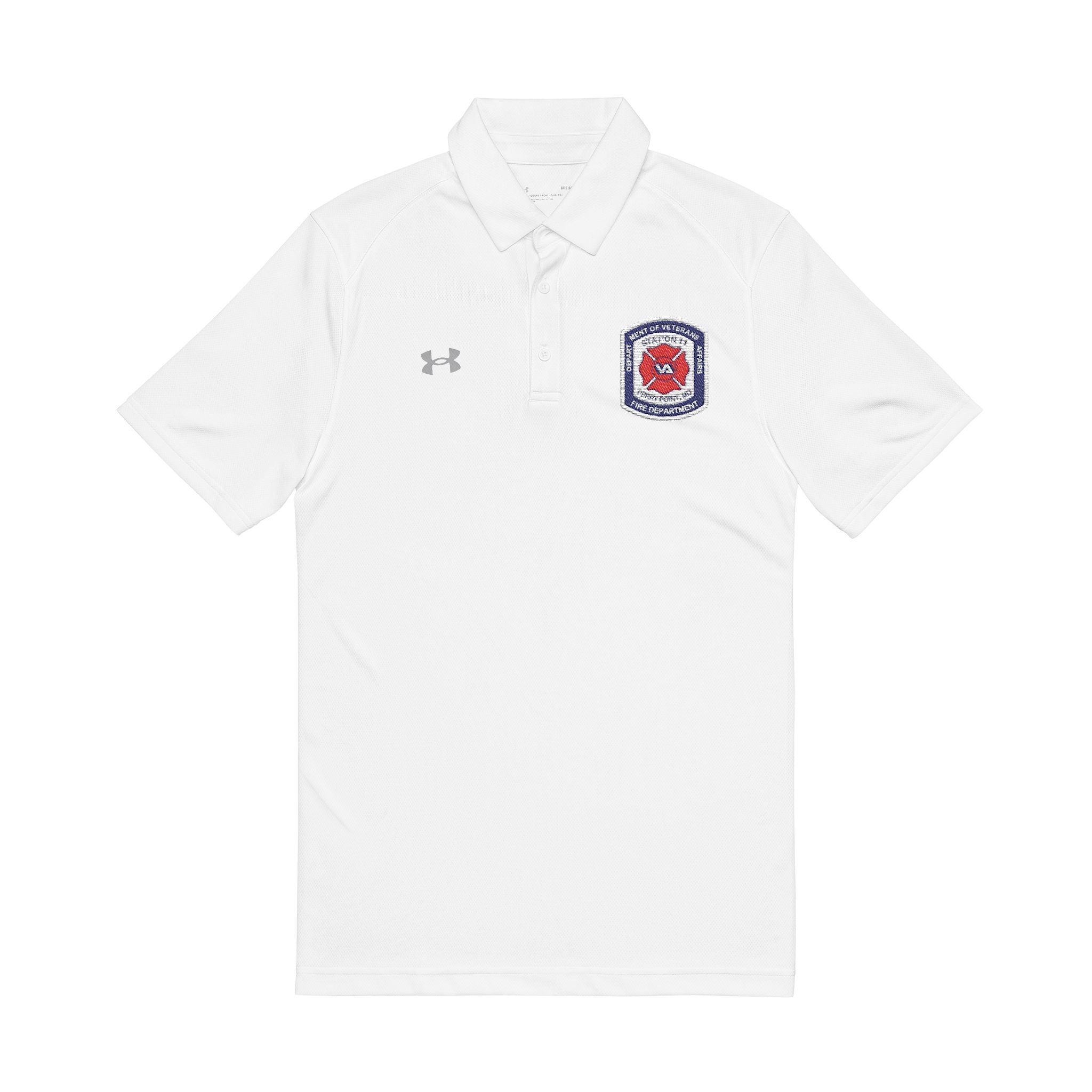 Embroidered White Polo Shirt — Classic Crest Men’s Golf & Casual Performance Shirt