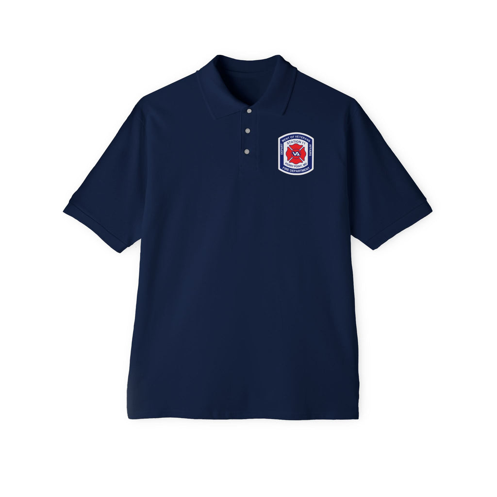 Jerzees Men's Polo Shirt with Fire Department Patch Chest Logo Only