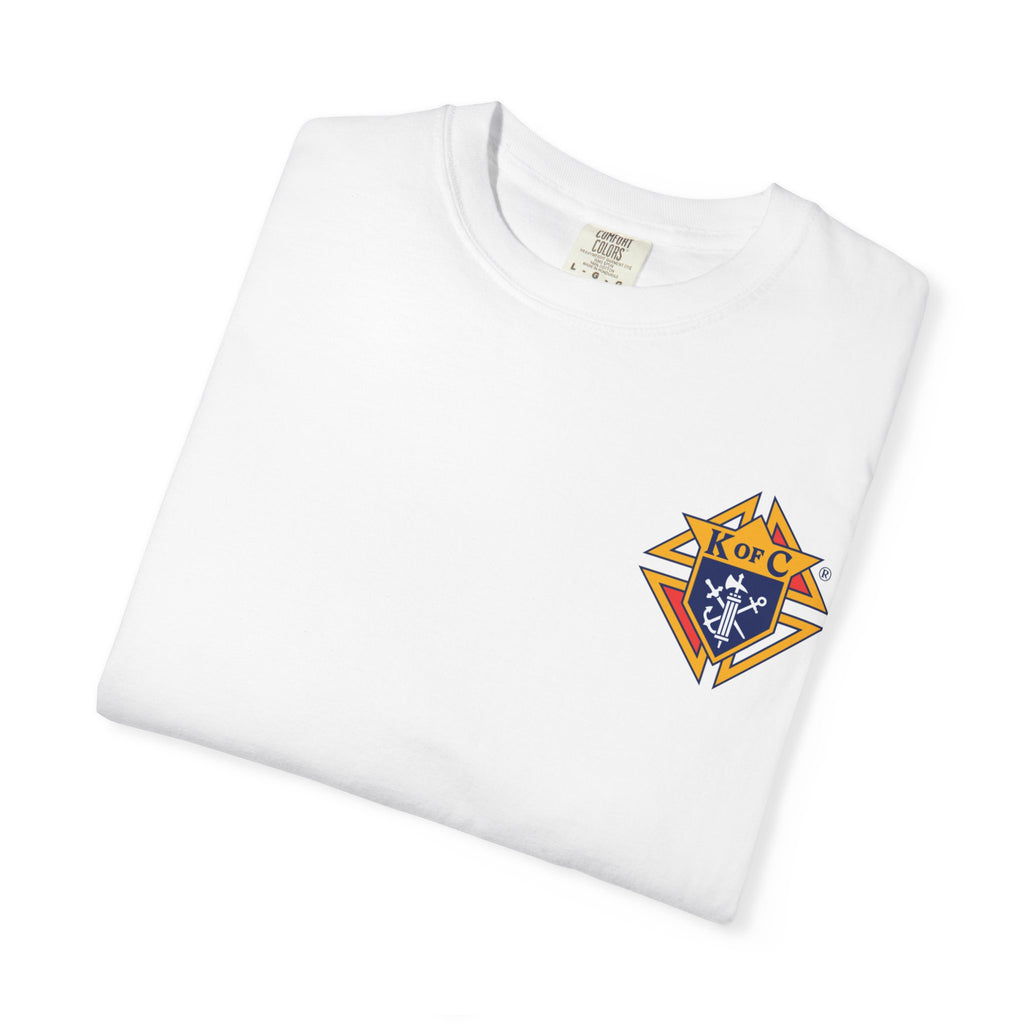 (Comfort Colors) 4th Degree Knights of Columbus Full Color Logo Front, Back Left Sleeve