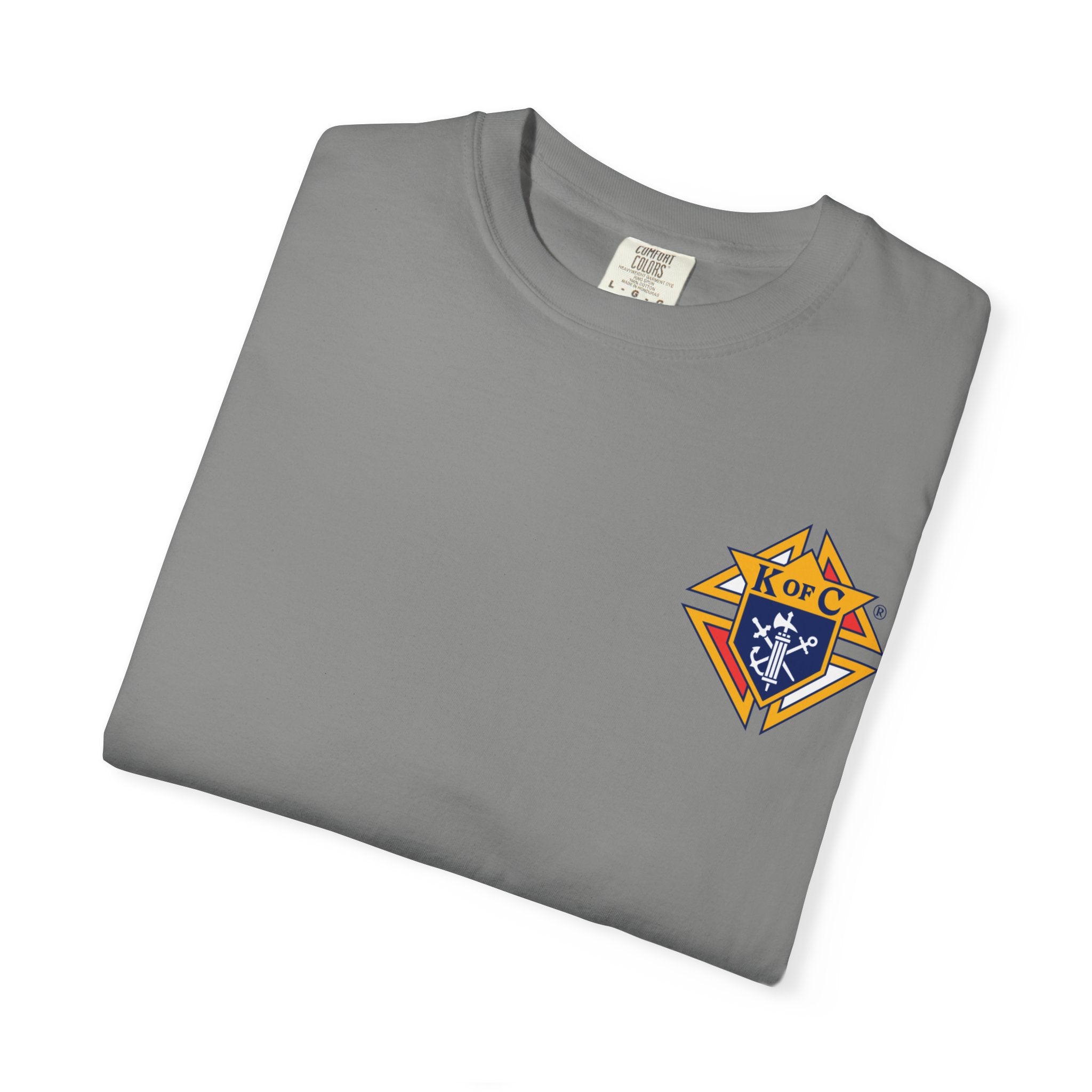 (Comfort Colors) 4th Degree Knights of Columbus Full Color Logo Front, Back Left Sleeve