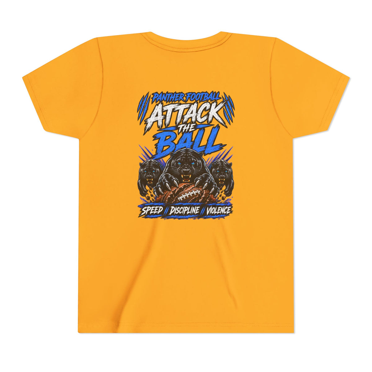 Youth Football 'Attack the Ball' Short Sleeve Tee - Panther Defense Graphic