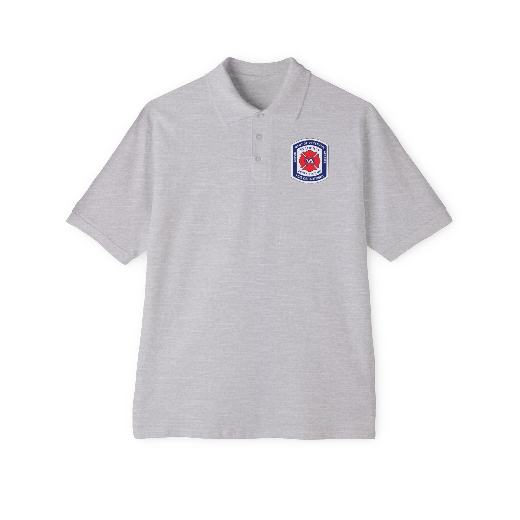 Jerzees Men's Polo Shirt with Fire Department Patch Chest Logo Only