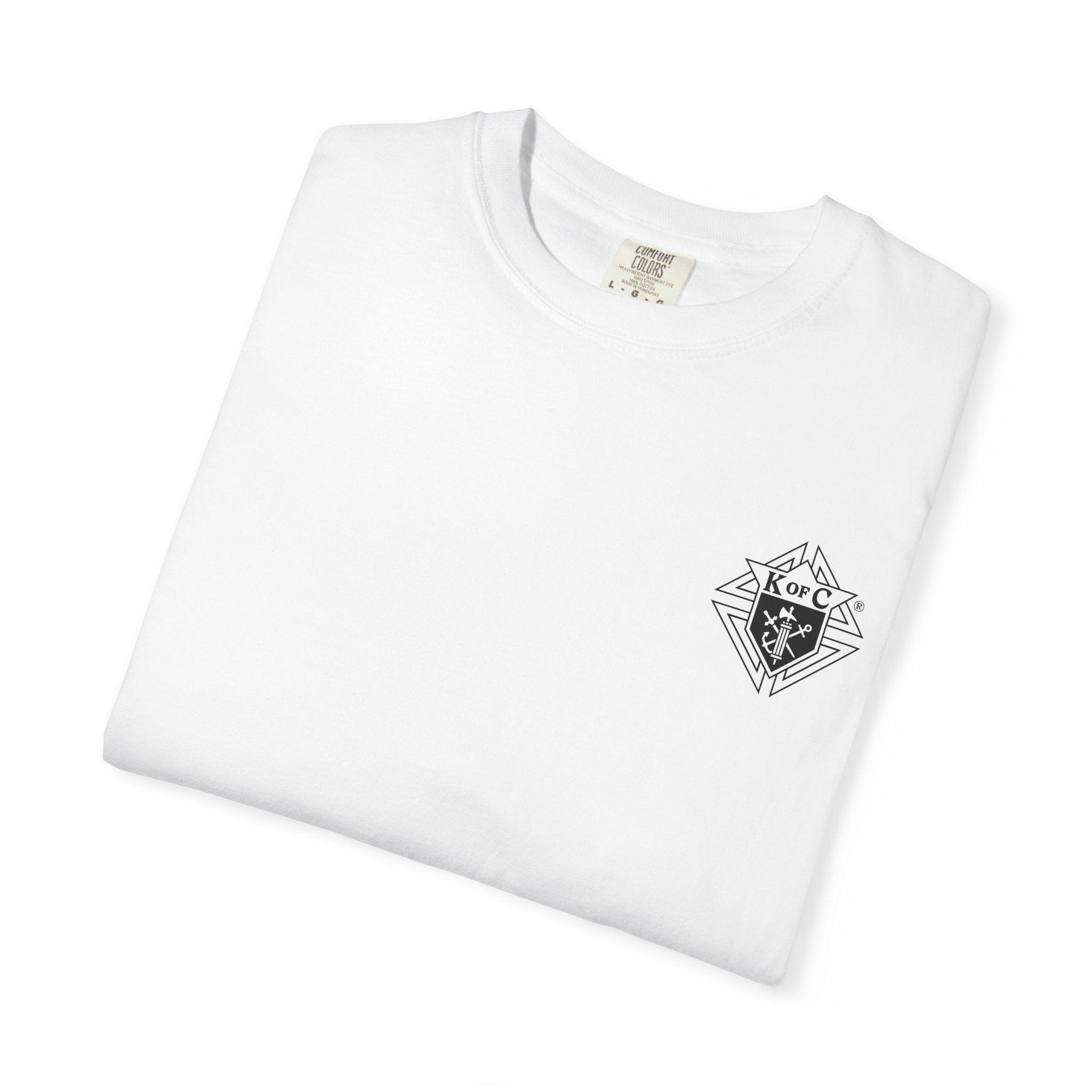 (Comfort Colors) Knights of Columbus White Logo T-Shirt