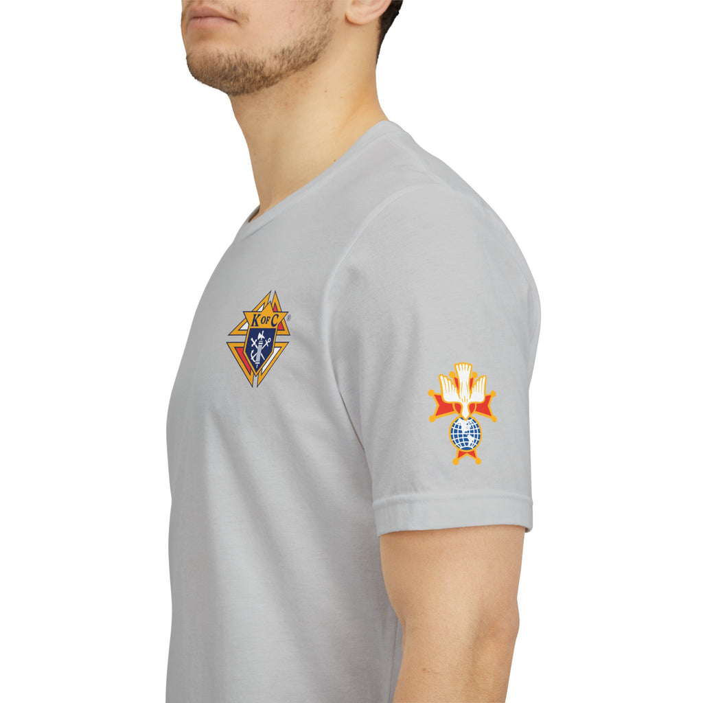 (Bella Canvas) 4th Degree Knights of Columbus Full Color Logo Front and Back, Left Sleeve