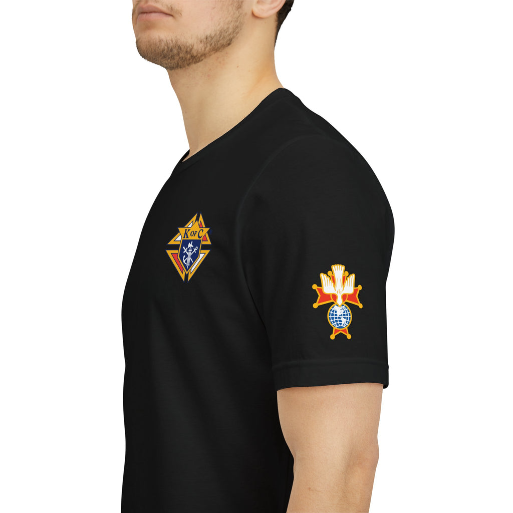 (Bella Canvas) 4th Degree Knights of Columbus Full Color Logo Front and Back, Left Sleeve