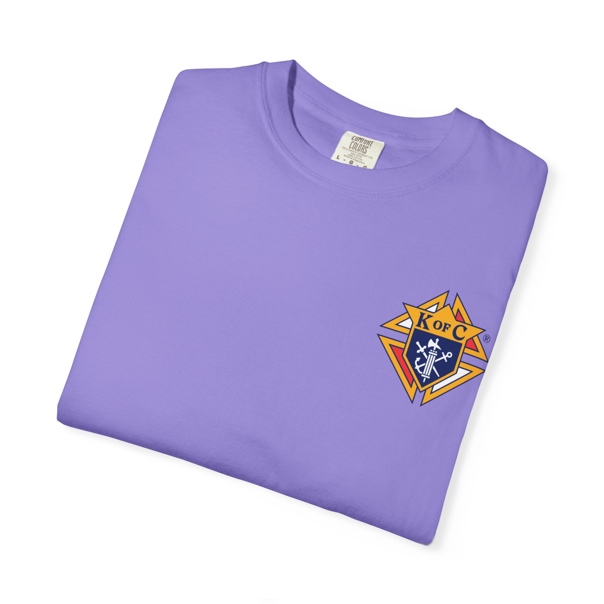 (Comfort Colors) 4th Degree Knights of Columbus Full Color Logo Front, Back Left Sleeve