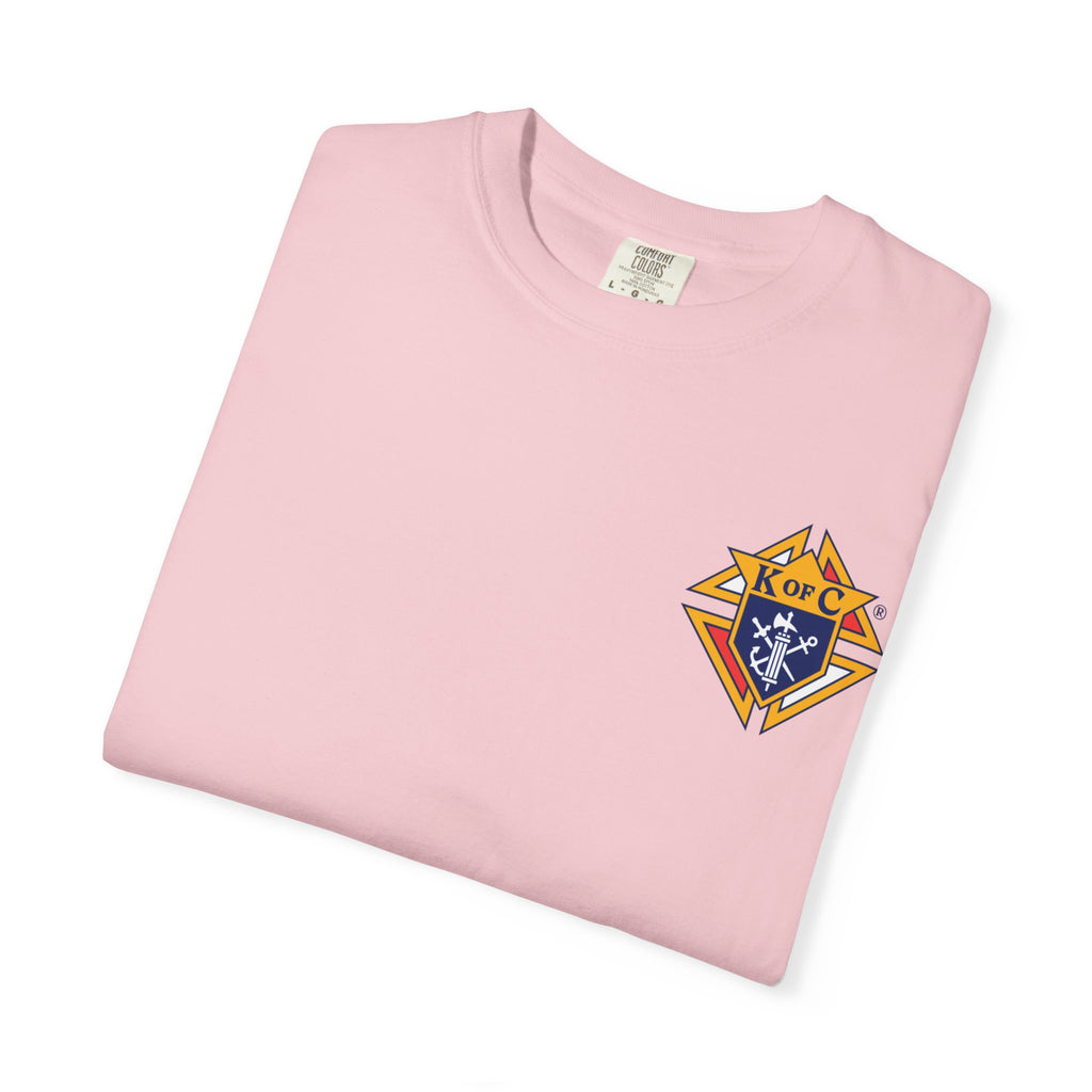 (Comfort Colors) 4th Degree Knights of Columbus Full Color Logo Front, Back Left Sleeve