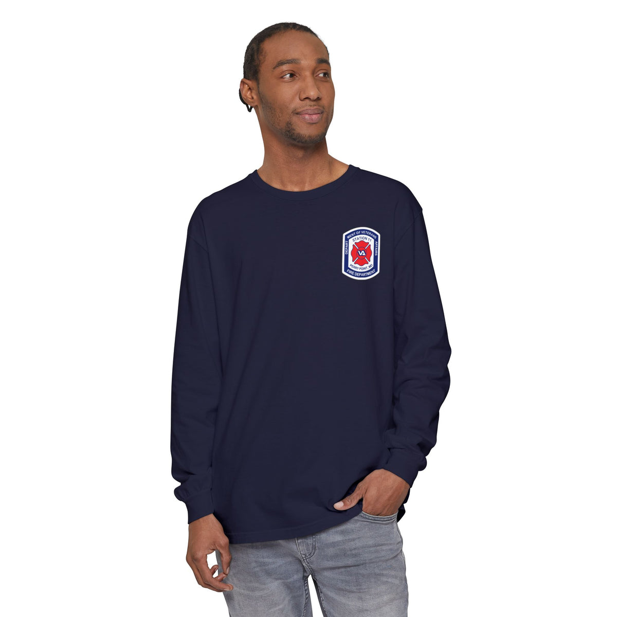 Firefighter Badge Long Sleeve T-Shirt PPFD Patch Front Only
