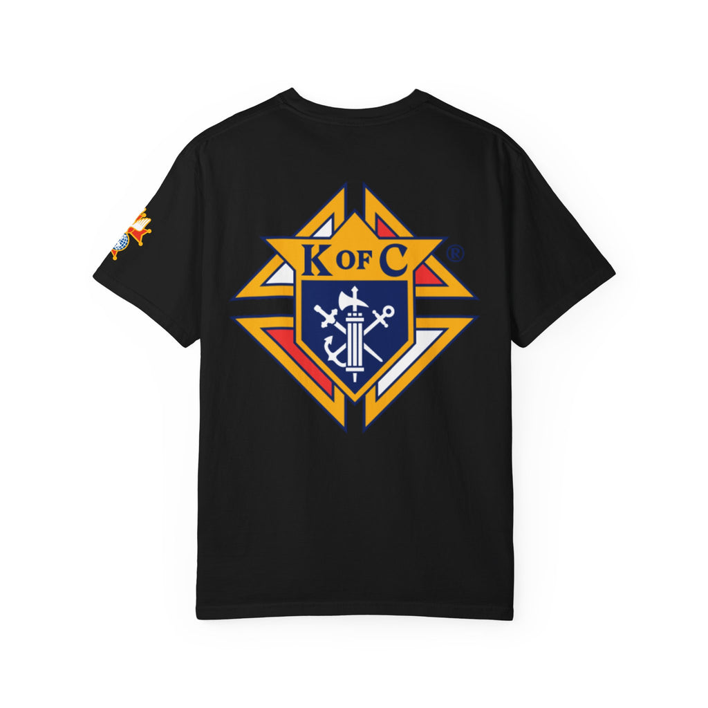 (Comfort Colors) 4th Degree Knights of Columbus Full Color Logo Front, Back Left Sleeve