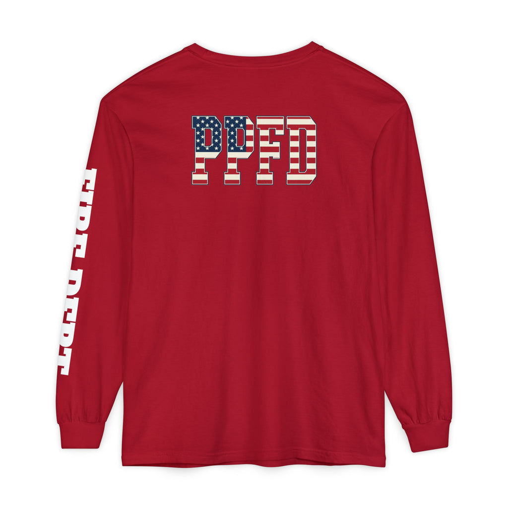 T-Shirt PPFD Patch Front, PPDF Flag Back, FIRE DEPT Left Sleeve