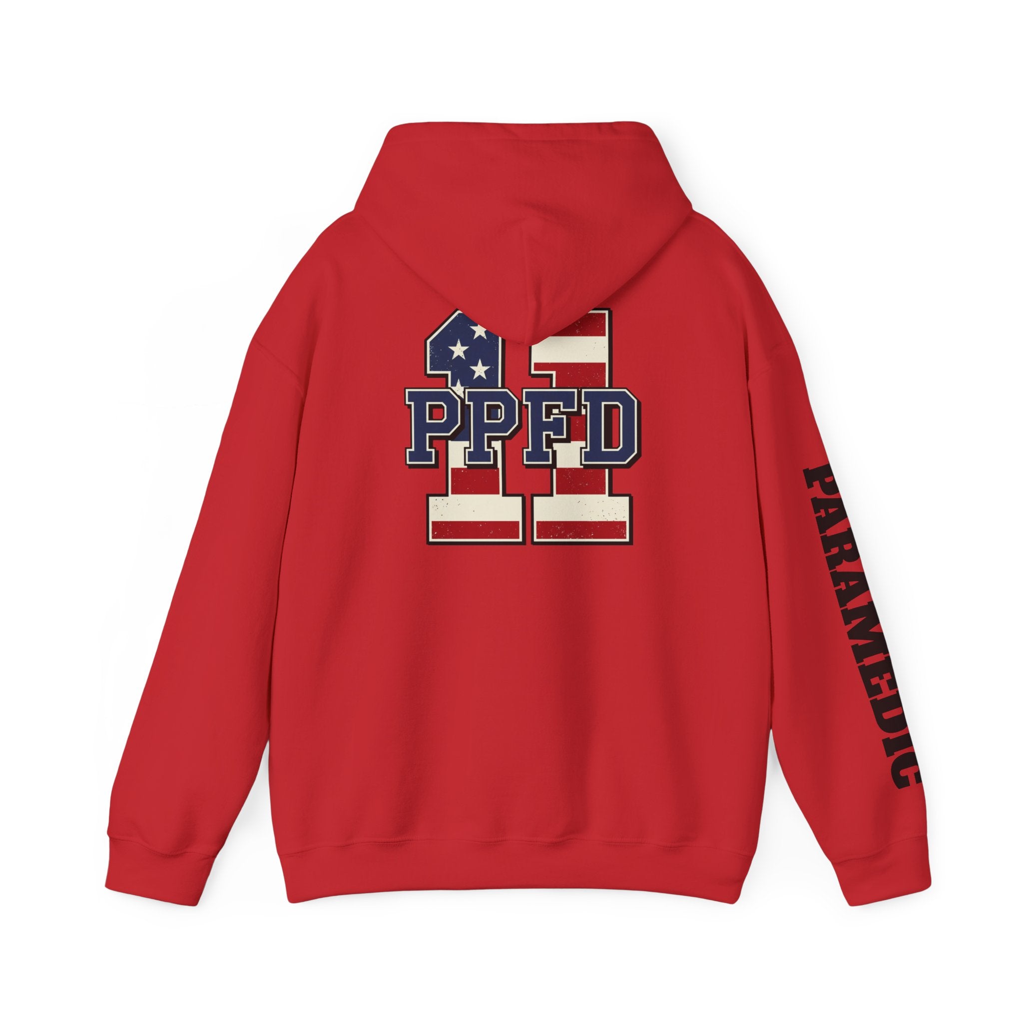 Patch Hoodie - PPFD 11 Back - PARAMEDIC Sleeve - Hooded Sweatshirt