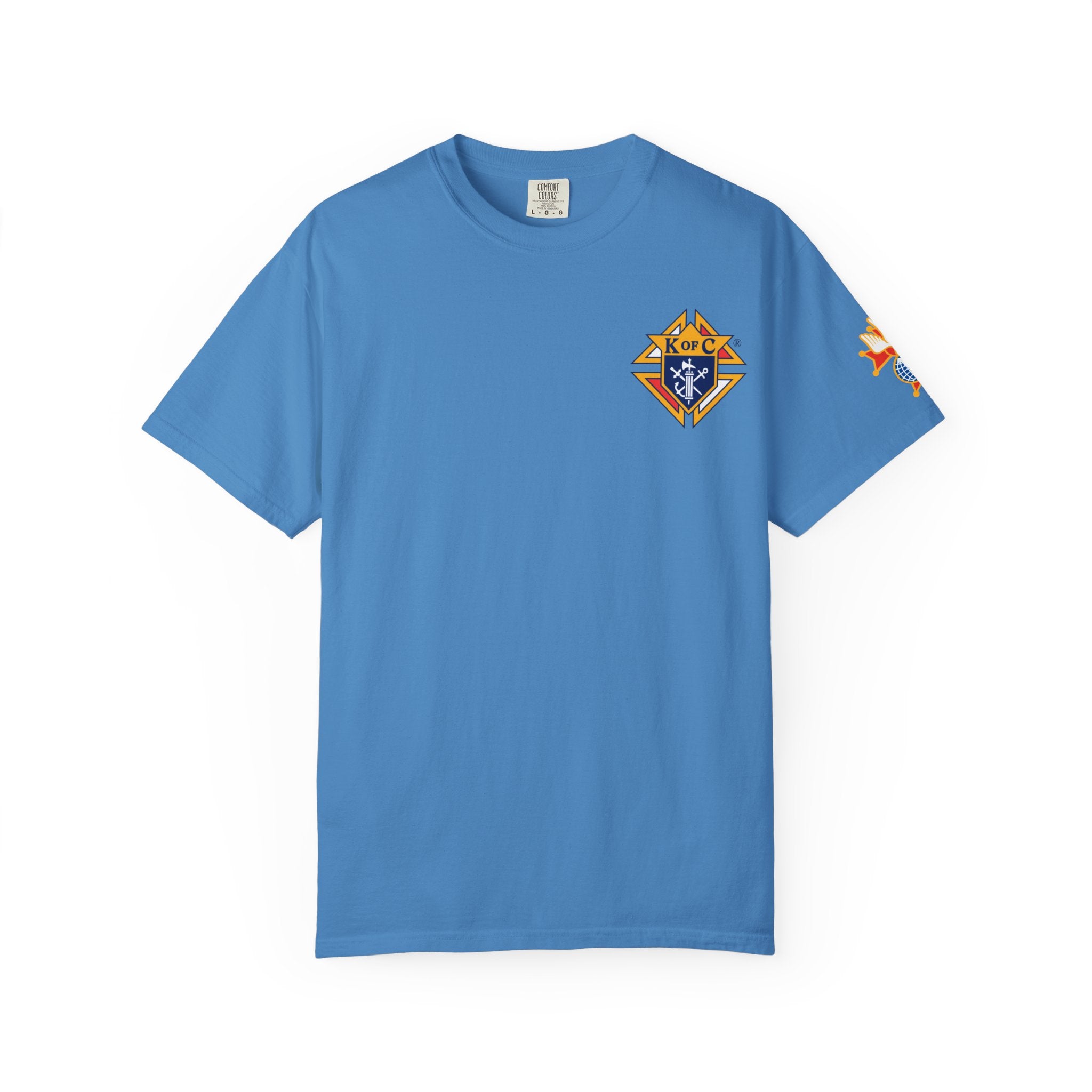 (Comfort Colors) 4th Degree Knights of Columbus Full Color Logo Front, Back Left Sleeve