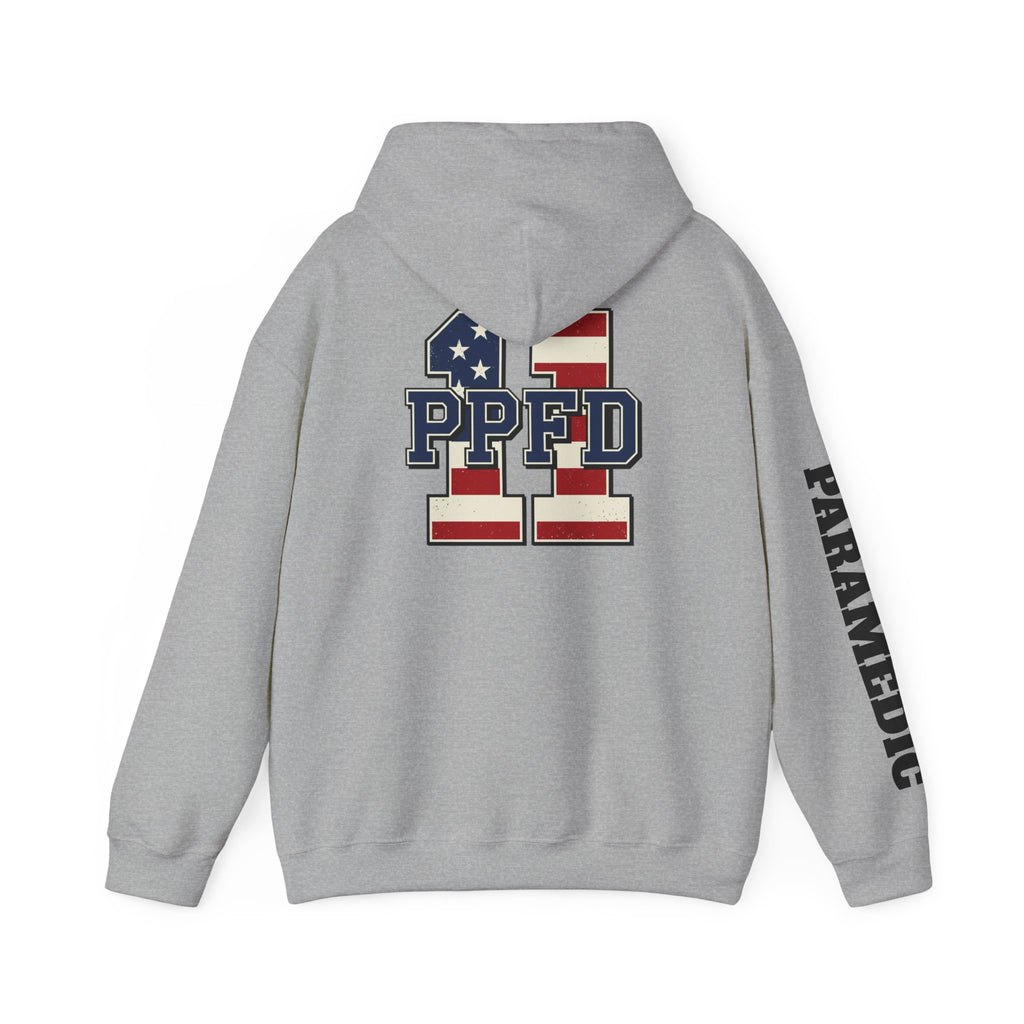 Patch Hoodie - PPFD 11 Back - PARAMEDIC Sleeve - Hooded Sweatshirt