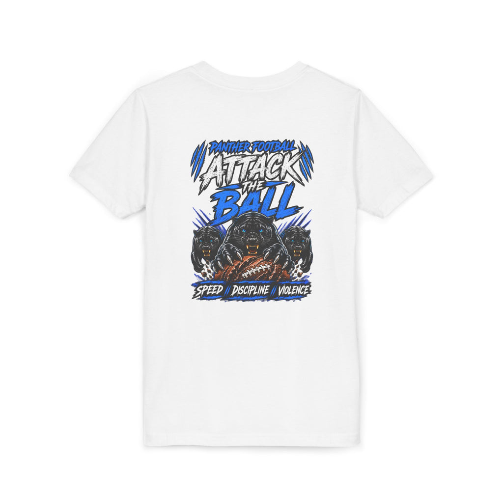 Youth Football 'Attack the Ball' Short Sleeve Tee - Panther Defense Graphic