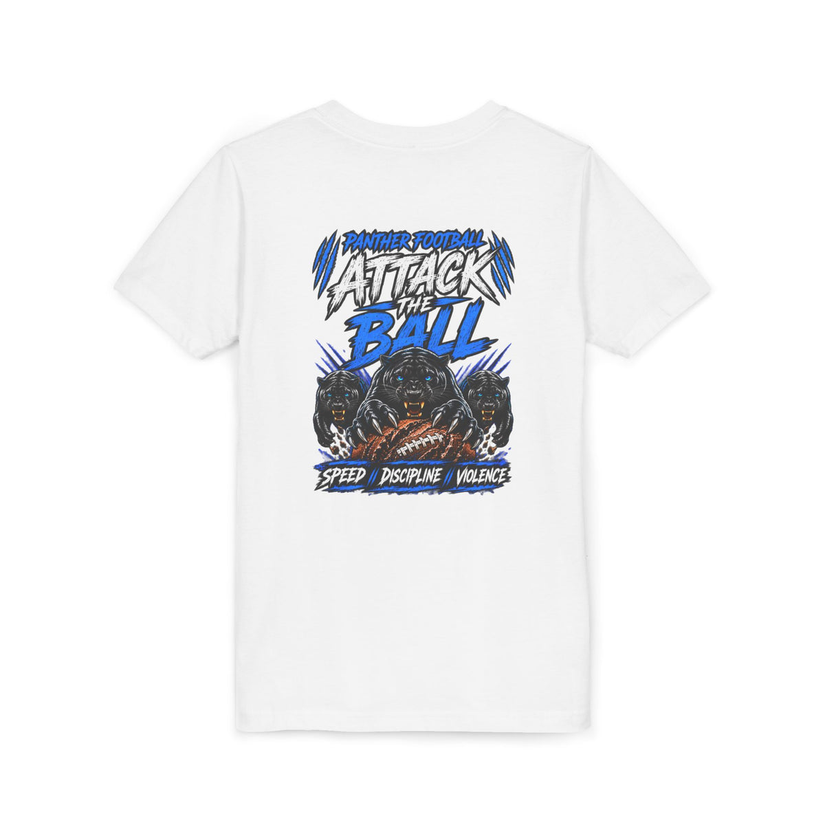 Youth Football 'Attack the Ball' Short Sleeve Tee - Panther Defense Graphic