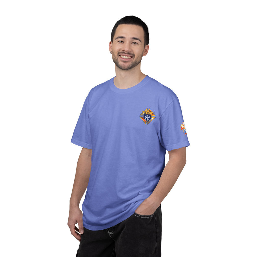 (Comfort Colors) 4th Degree Knights of Columbus Full Color Logo Front, Back Left Sleeve
