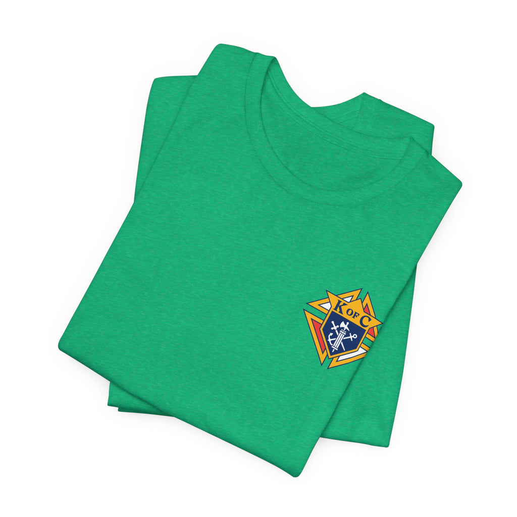 (Bella Canvas) 4th Degree Knights of Columbus Full Color Logo Front and Back, Left Sleeve