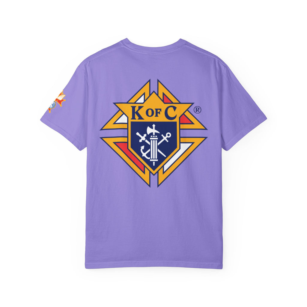 (Comfort Colors) 4th Degree Knights of Columbus Full Color Logo Front, Back Left Sleeve