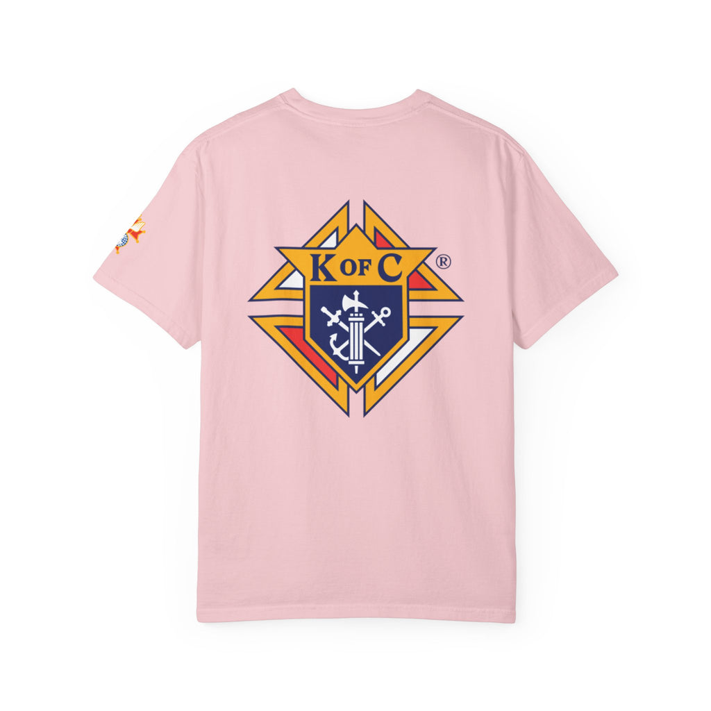 (Comfort Colors) 4th Degree Knights of Columbus Full Color Logo Front, Back Left Sleeve