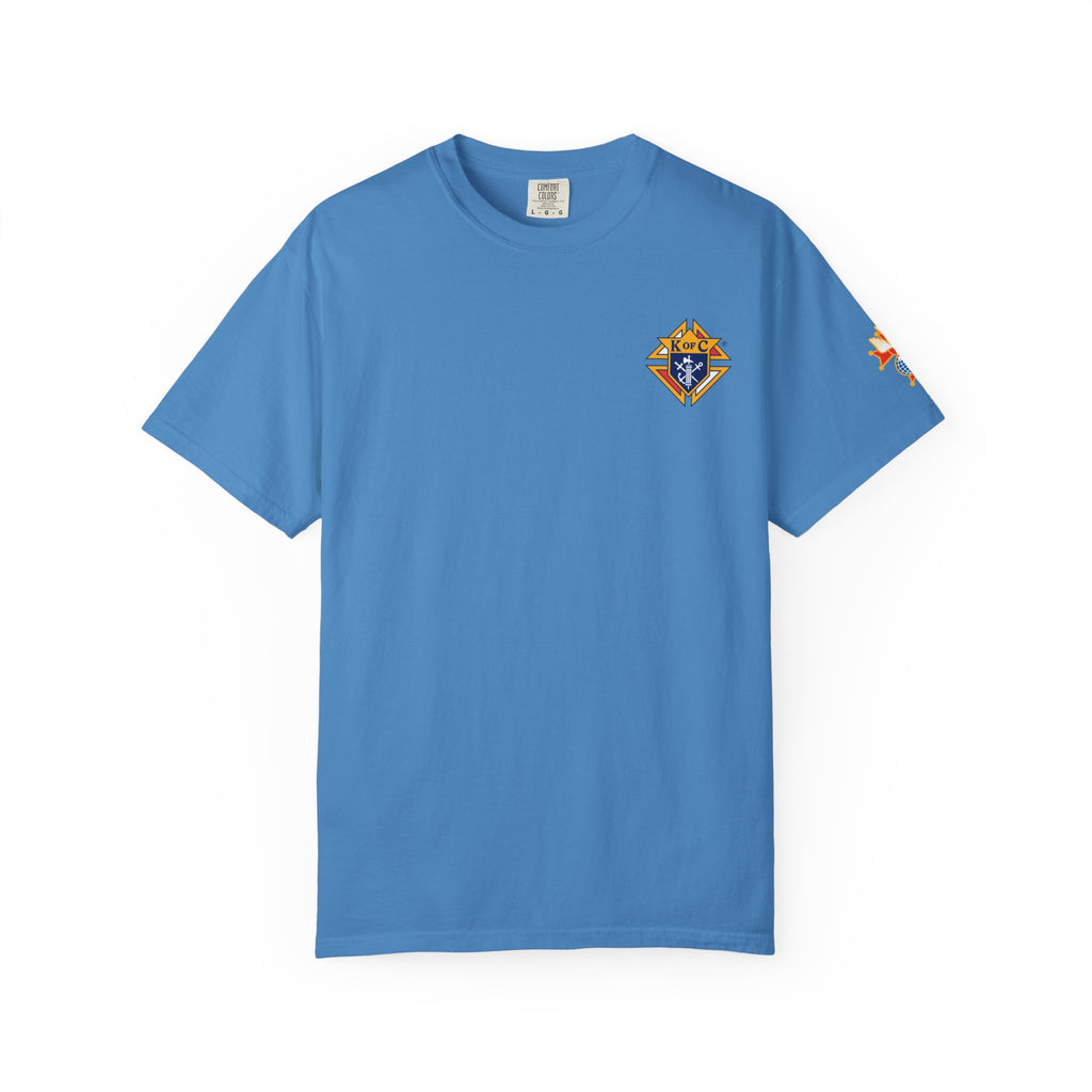 (Comfort Colors) 4th Degree Knights of Columbus Full Color Logo Front, Back Left Sleeve