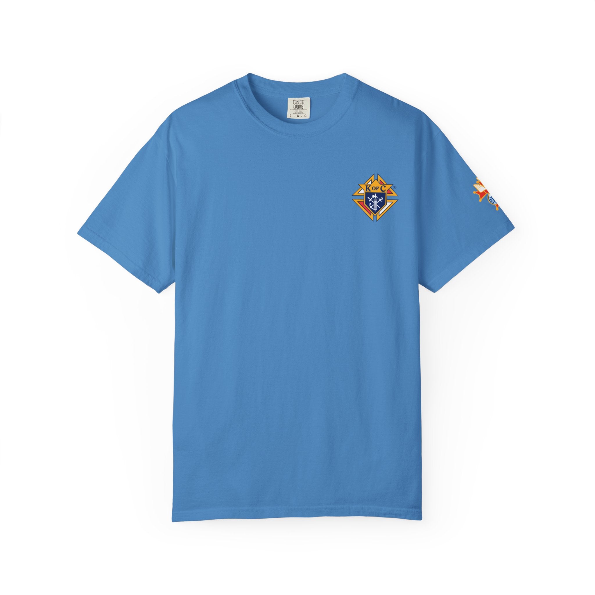 (Comfort Colors) 4th Degree Knights of Columbus Full Color Logo Front, Back Left Sleeve