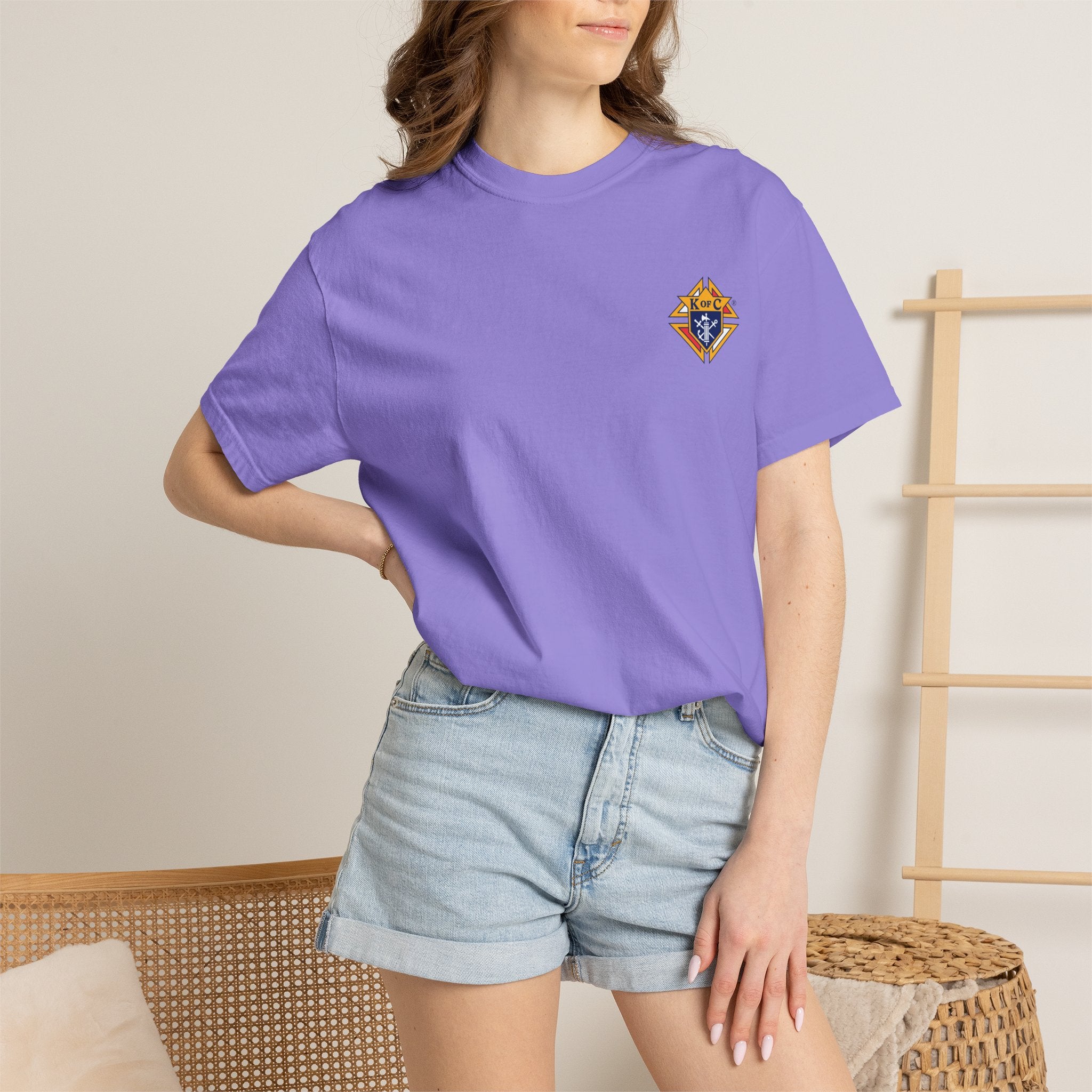 (Comfort Colors) Knights of Columbus Full Color Logo Front and Back