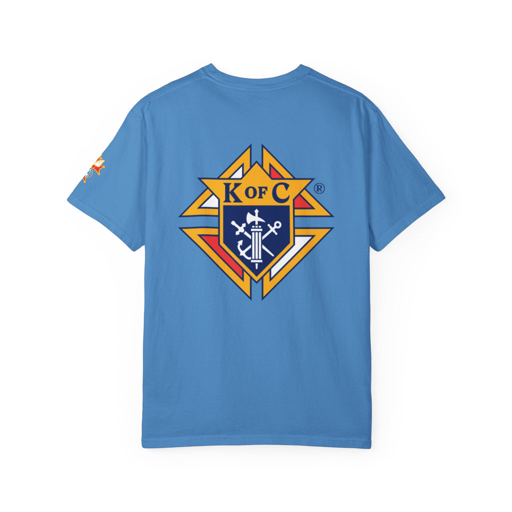 (Comfort Colors) 4th Degree Knights of Columbus Full Color Logo Front, Back Left Sleeve