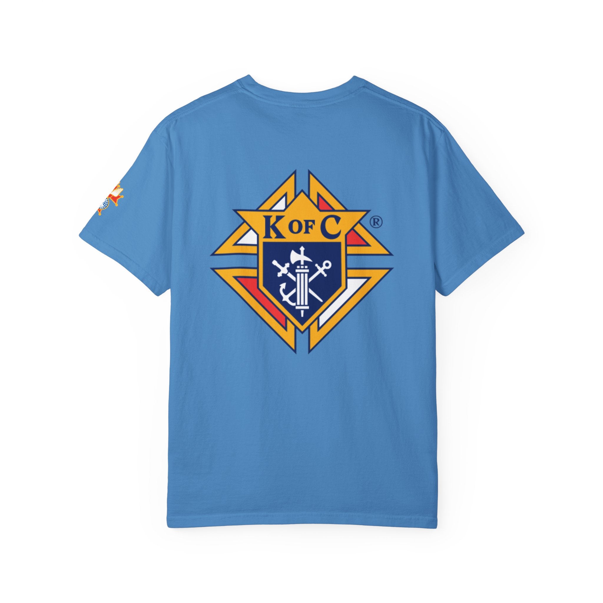 (Comfort Colors) 4th Degree Knights of Columbus Full Color Logo Front, Back Left Sleeve